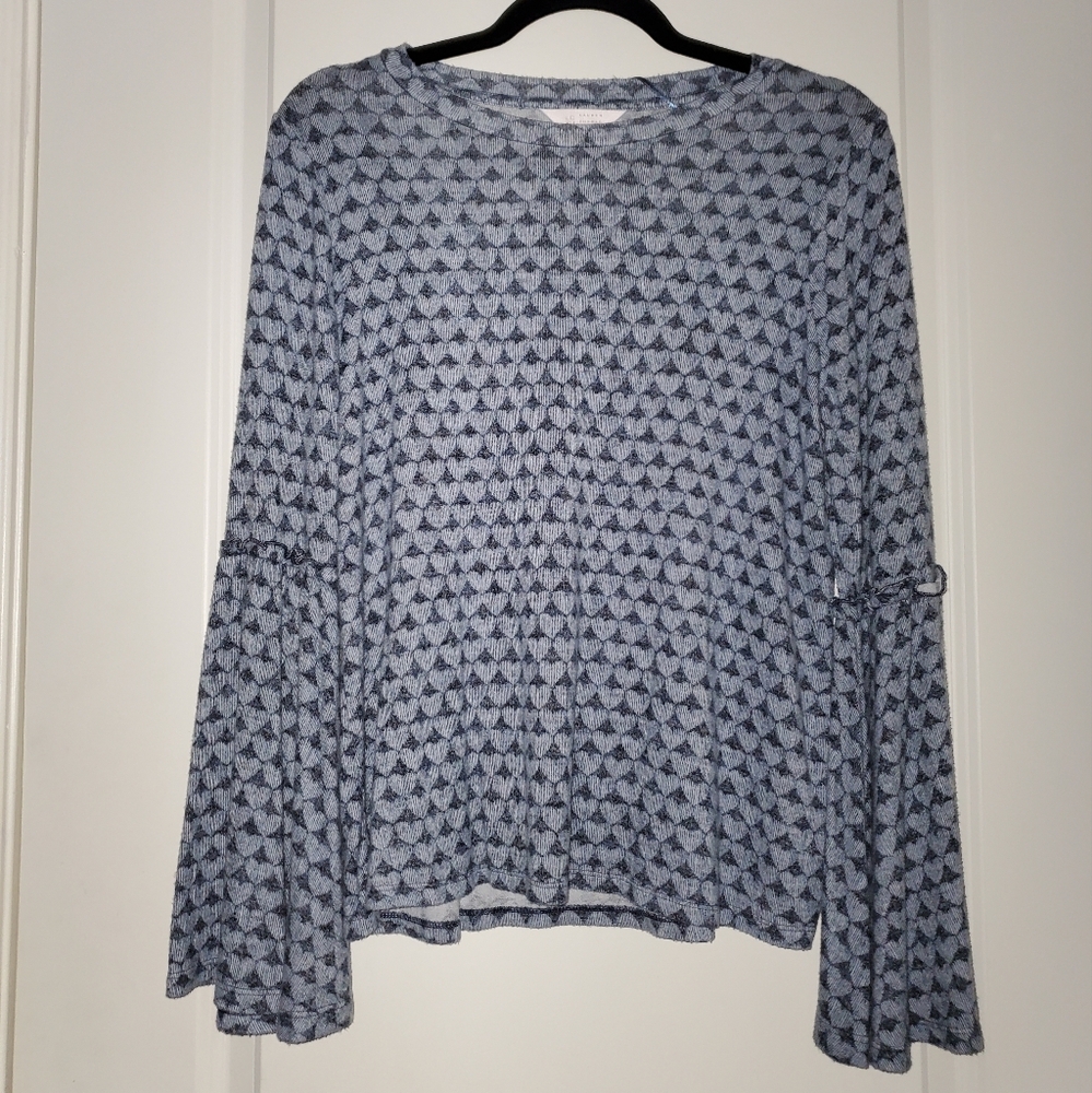 Women's Lauren Conrad Blue Heart Patterned Top